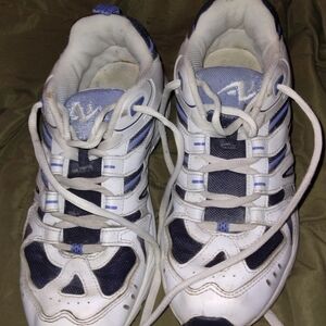 Women's White and Blue Athletic Shoes